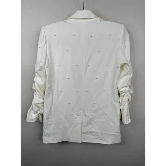 Generation Love Nadia Pearl‎ Blazer Jacket Ruched Sleeves White Size XS NWT $395 - Picture 6 of 9